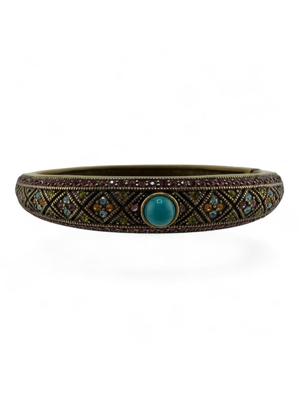 Vitg Heidi Daus Bracelet Swarovski Crystal Faux Turquoise Hinged New n Bag 7